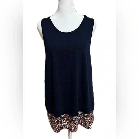 J. Crew Drapey tank top with patterned silky hem large - Picture 2 of 11